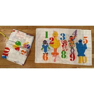 Vintage Stevens Sesame Street USA Made Flat Sheet & 1 Pillow Case Twin Bed